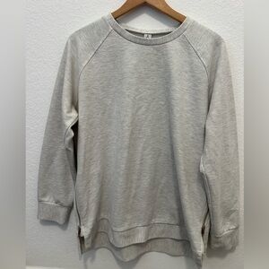 Women's Light Gray Crewneck Sweatshirt with Side Zips